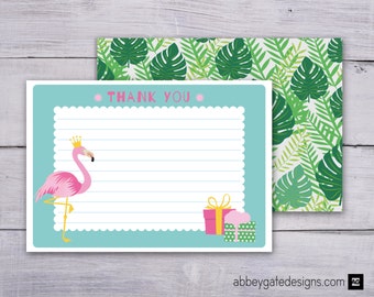 Flamingo Thank You Card, Flamingo Thank You Note, Printable Thank You Note, Printable Thank You Card, Pink Thank You, Instant Download