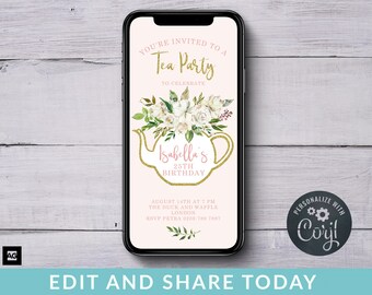 Text Message Tea Party Invitation Template, Digital Tea Party Invites, Tea Party Invitation, Tea Party Evite, Tea Party Ideas, Tea Party SMS