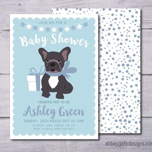 Baby Shower Invitation, French Bulldog Baby Shower Invitation, Dog Lover's Baby Shower Invitation, Baby Shower Invite, French Bulldog Invite image 1