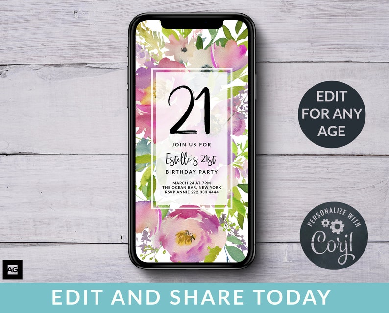Sms Birthday Invites Text Message Party Invites Electronic Etsy
