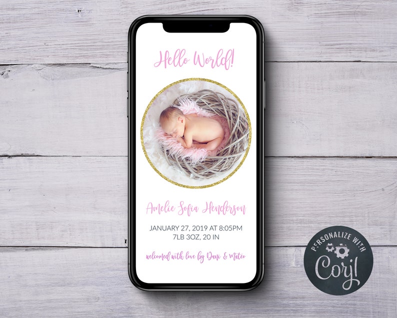 Baby Birth Announcement Baby Girl Birth Announcement Electronic Baby Announcement SMS Baby Announcement Text Message Baby Announcement