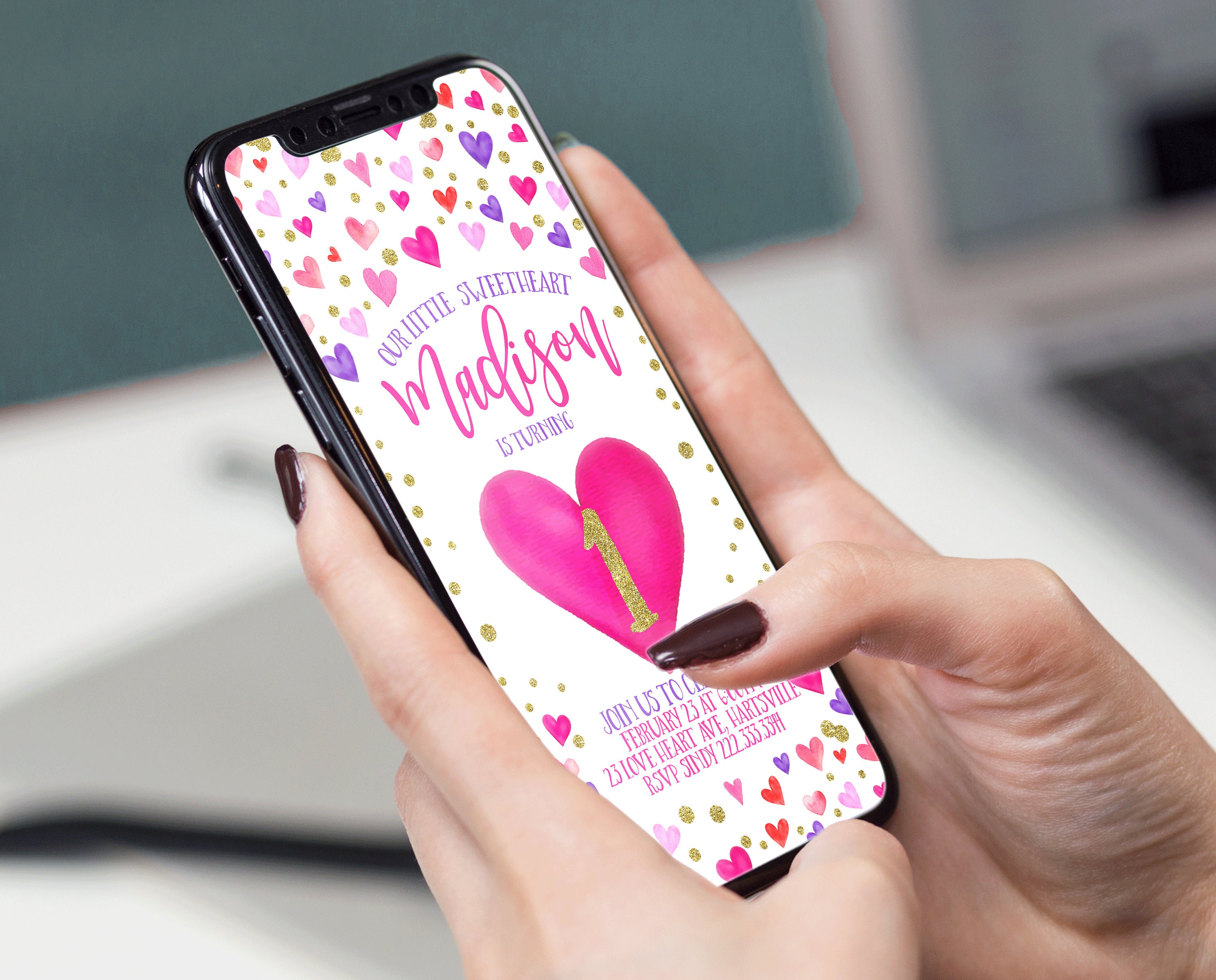 Electronic Love Heart Invites Digital Text Message Valentine Etsy UK