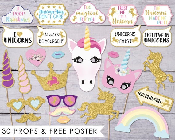 Unicorn Props Unicorn Party Unicorn Photo Booth Props | Etsy