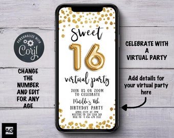 Social Distancing Party Invite, Self-Isolation Party Invite, Zoom Party Invite, Skype Party Invite, Quarantine Party Invite, Digital Party