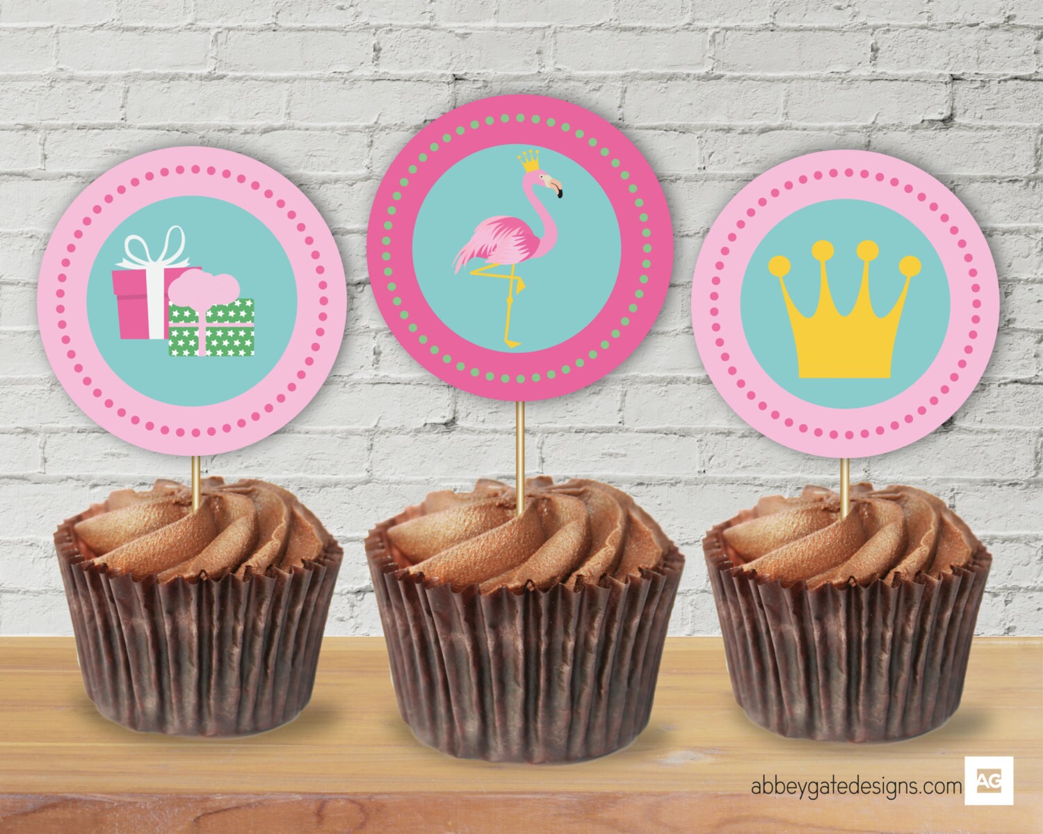Flamingo Cupcake Toppers Printable Cake Toppers Flamingo | Etsy