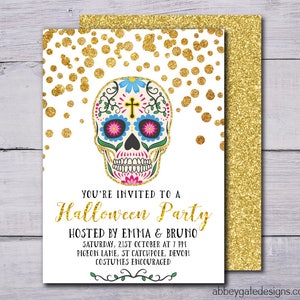Halloween Invitation, Day of the Dead invitation, Dia de los Muertos Invitation, Halloween, Sugar Skull Invitation, Sugar Skull Printable