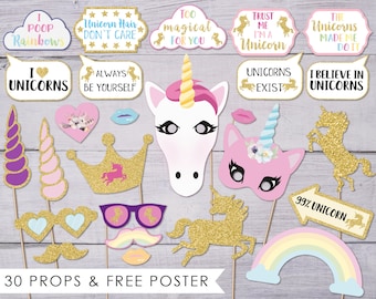 Unicorn Photo Prop, Birthday Photo Booth, Unicorn Party, Birthday Photobooth, Photo Booth Props, Photobooth Props, Unicorn Baby Shower, PDF