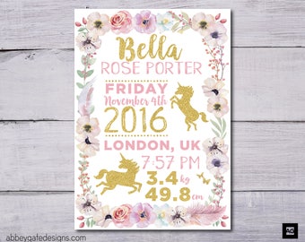 Birth Announcement Poster, Birth Stats Poster, Newborn Gift, Baby Birth Stats Poster, Baby Birth Stats Sign, Birth Announcement Sign, PDF