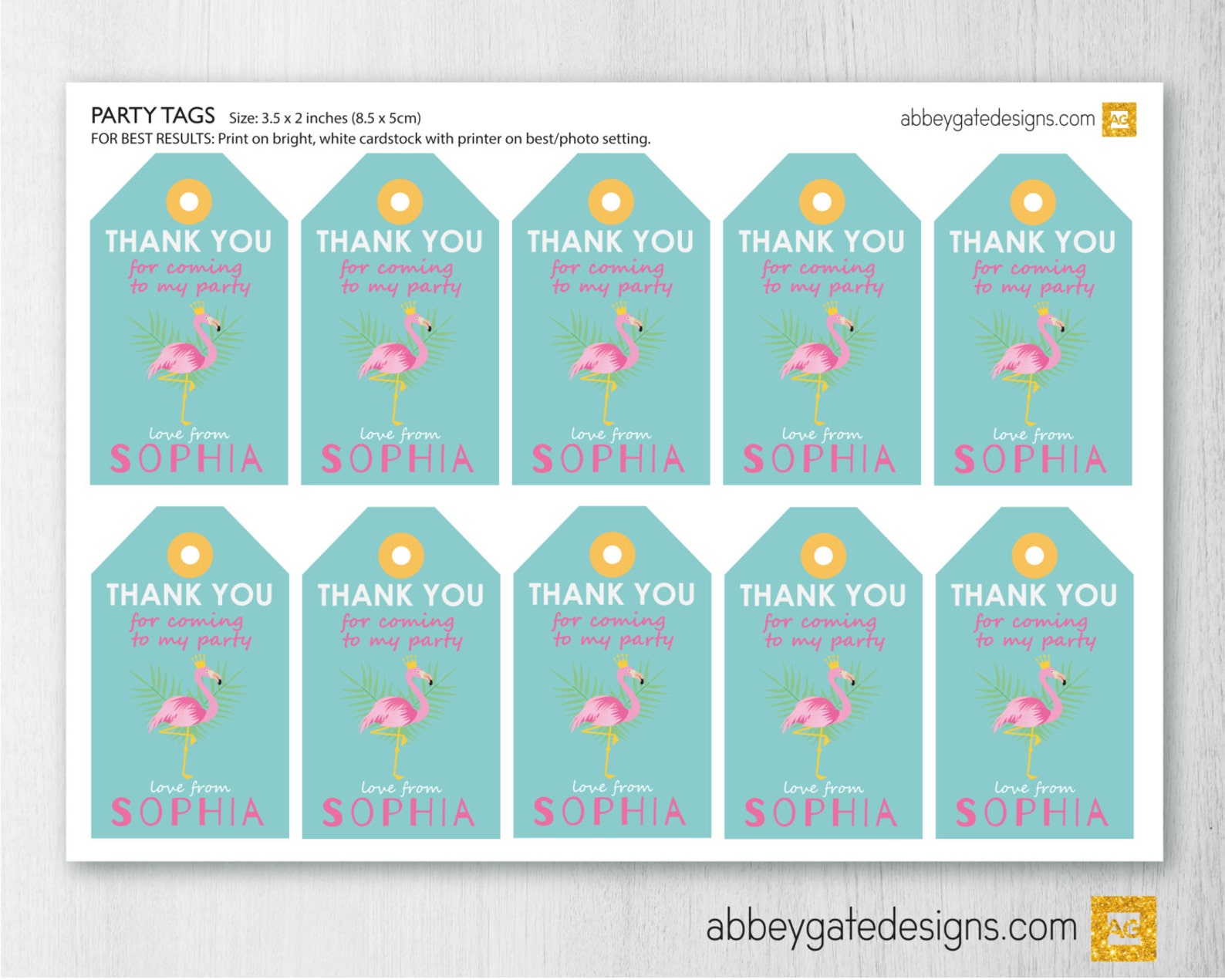 Printable Flamingo Party Favour Tags Personalised Party Tags - Etsy