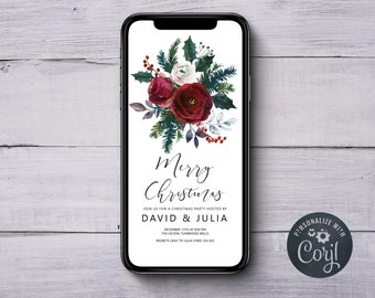 Digital Christmas Party Invitation, Electronic Christmas Party Invitation, iPhone Christmas Party, Instant Text Message, INSTANT DOWNLOAD