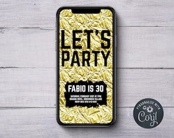 Electronic Party Invites, INSTANT DOWNLOAD, Text Message Birthday Party Invites, 30th Birthday Invites, 40th Birthday, SMS Birthday Invites