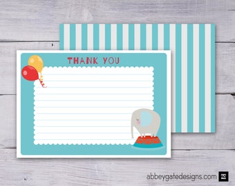 Elephant Thank You Card, Elephant Thank You Note, Printable Thank You Note, Printable Thank You, Blue Thank You, Elephant Instant Download