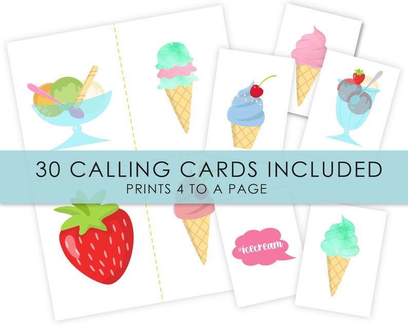 Ice Cream Bingo Game Ice Cream Party Game Printable Bingo Etsy