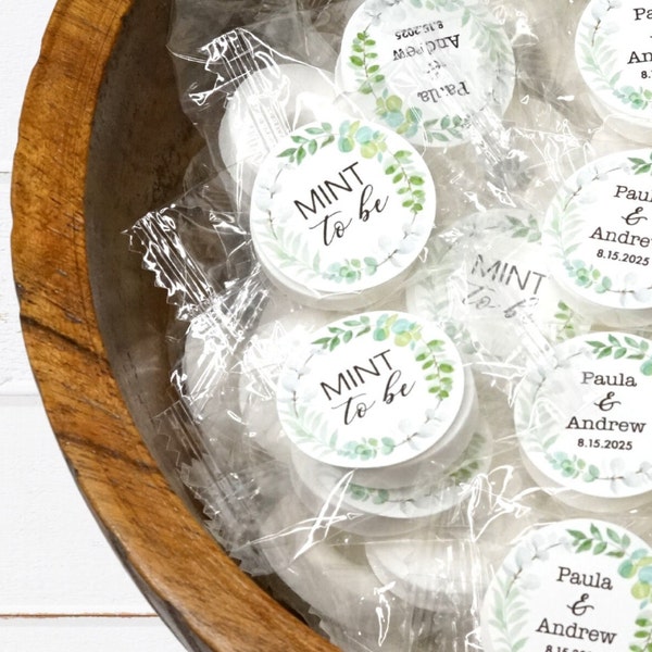 Wedding Favors for Guests Greenery Stickers for Mints, Green Leaves Wedding Decoration 1” diameter for favors, FREE SHIPPING