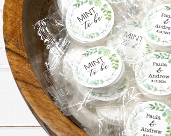 Green Leaves Wedding Stickers for Mints, Small Life Savers Stickers for favors, Greenery Mints Labels for Wedding Decorations