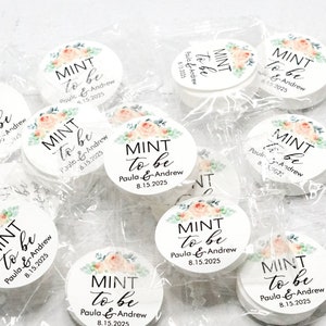 Watercolor Flowers Wedding Stickers - Personalized 1&quot; Diameter for Small Mints Favors. Custom Floral Wedding Table Decoration.