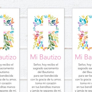 Marque-page de baptême de la croix en espagnol, personnalisé, imprimable Marque-page de baptême pour des faveurs, croix, Marcador Bautizos Español, Separador Cruz.