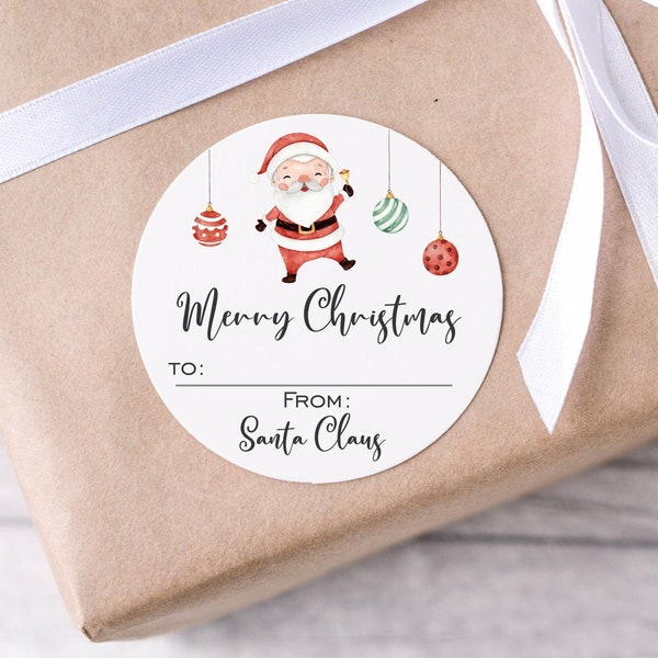 From Santa Christmas stickers 2" round sheet - Personalized christmas stickers - Christmas to from stickers - Gift label stickers.