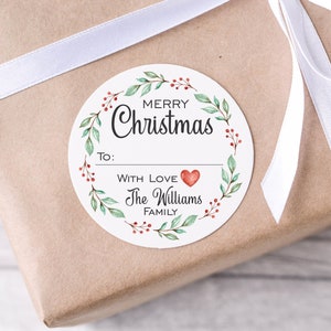 To From Christmas Stickers 2" round sheet - Personalized christmas stickers - Merry Christmas seal stickers - Gift label stickers