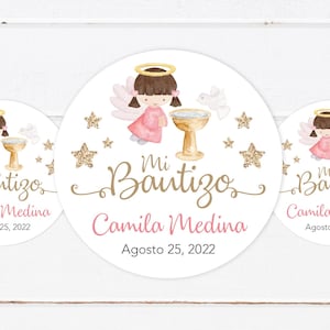 Baptism Stickers English or Spanish - Baptism favors Stickers girl - Baptism Stickers Angel girl - Decoration girl, Custom, Personalized