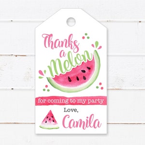 One in a Melon Thank You Tags - Thanks a Melon Tags - 1st First Year - Printable Thanks a Melon Thank you Tags for Favors - Personalized
