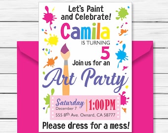 Art Birthday Party Invitation Printable - Art Party Invitation Download - Paint Birthday Party Invitation Printable - Paint Party Invitation