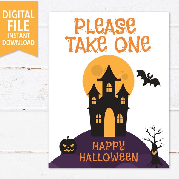 Take One Halloween Sign – Halloween Decor – Halloween Decoration – Halloween Printable Candy Sign – Digital Instant Download