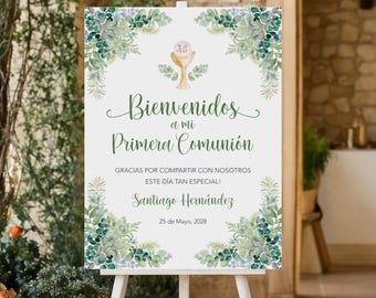 First Communion Welcome Sign Spanish Boys or Girls, Printable File First Communion Welcome Poster Cartel Bienvenida Primera Comunion