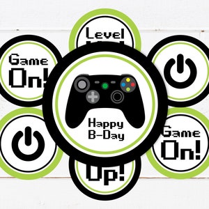 Video Game Cupcake Toppers, Printable Game Birthday Party Cupcake ...