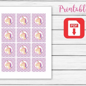 Unicorn Cupcake Toppers Printable Chevron - Unicorn Cupcake Toppers ...