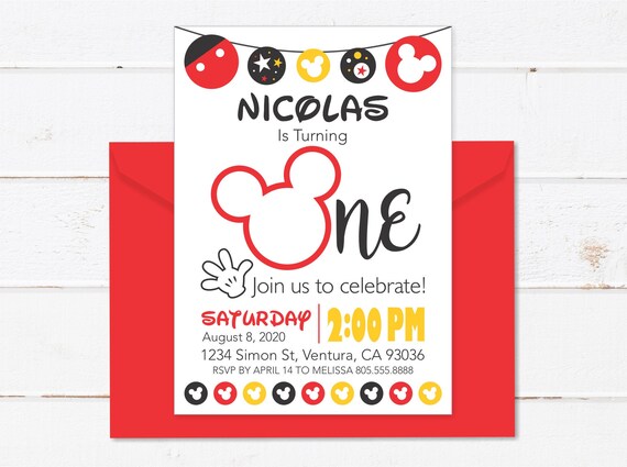 mickey mouse birthday invitation printable mickey mouse clubhouse birthday invitation mickey mouse invitation one year 1 custom printable mickey mouse invitations