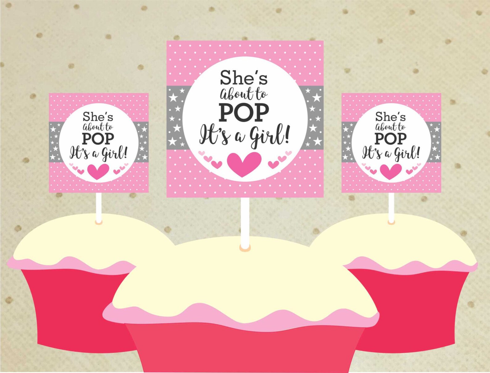 Printable Baby Shower Cupcake Toppers Baby Shower Etsy