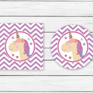 Unicorn Cupcake Toppers Printable Chevron - Unicorn Cupcake Toppers ...