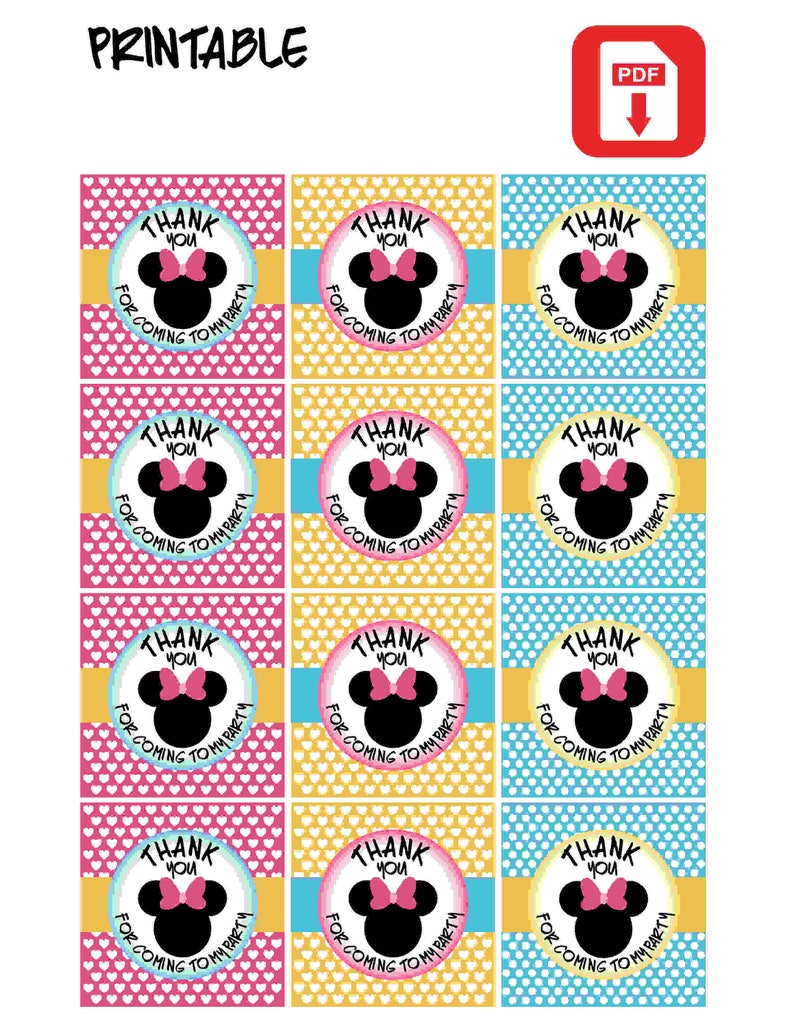 minnie mouse thank you tags printable minnie mouse thank