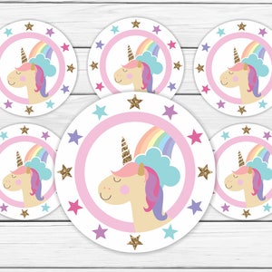 Unicorn Rainbow Birthday Cupcake Toppers Printable - Unicorn Rainbow ...