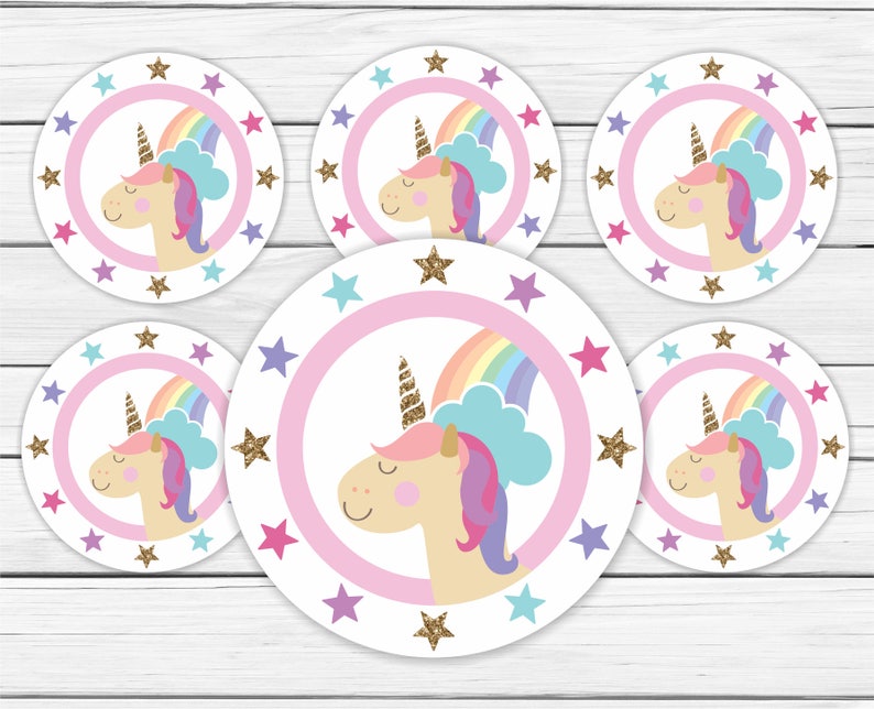 unicorn rainbow birthday cupcake toppers printable unicorn