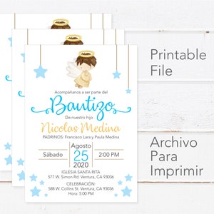 Baptism Invitation in Spanish Printable Boy - Invitacion Bautismo En ...