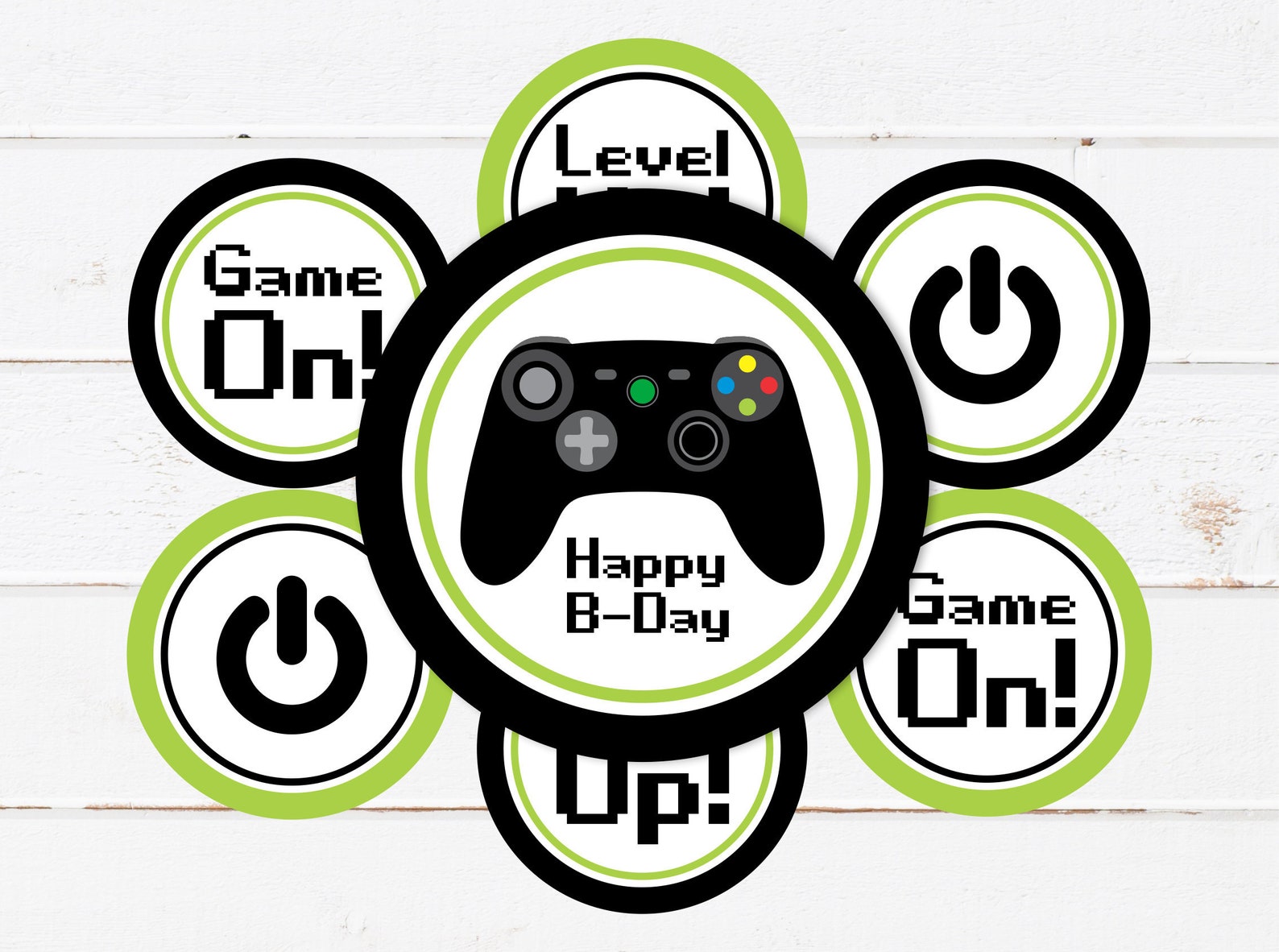 Video Game Cupcake Toppers Printable Game Birthday Party Etsy