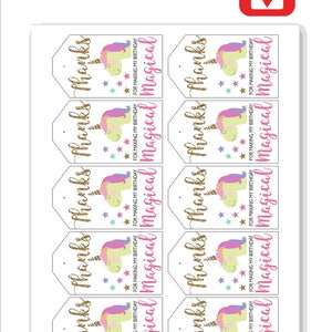 Unicorn Thank You Tags Printable Printable Unicorn Thank You Tags Pink ...