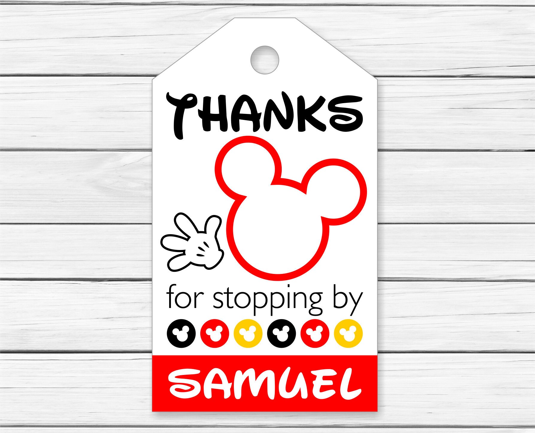 mickey mouse thank you tags personalized printable mickey etsy
