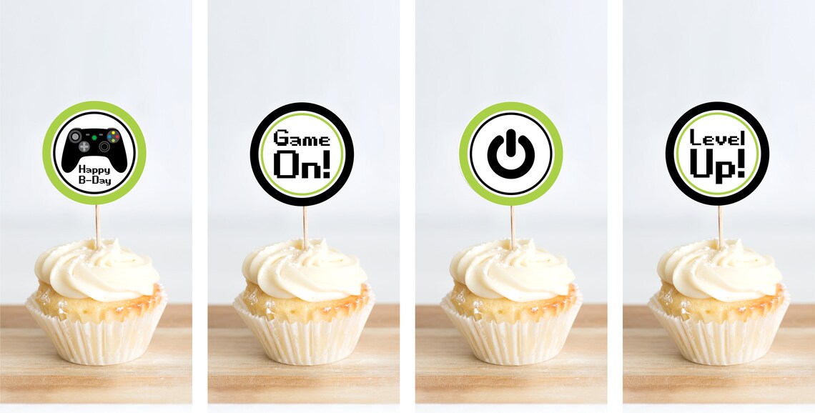 Video Game Cupcake Toppers Printable Game Birthday Party | Etsy