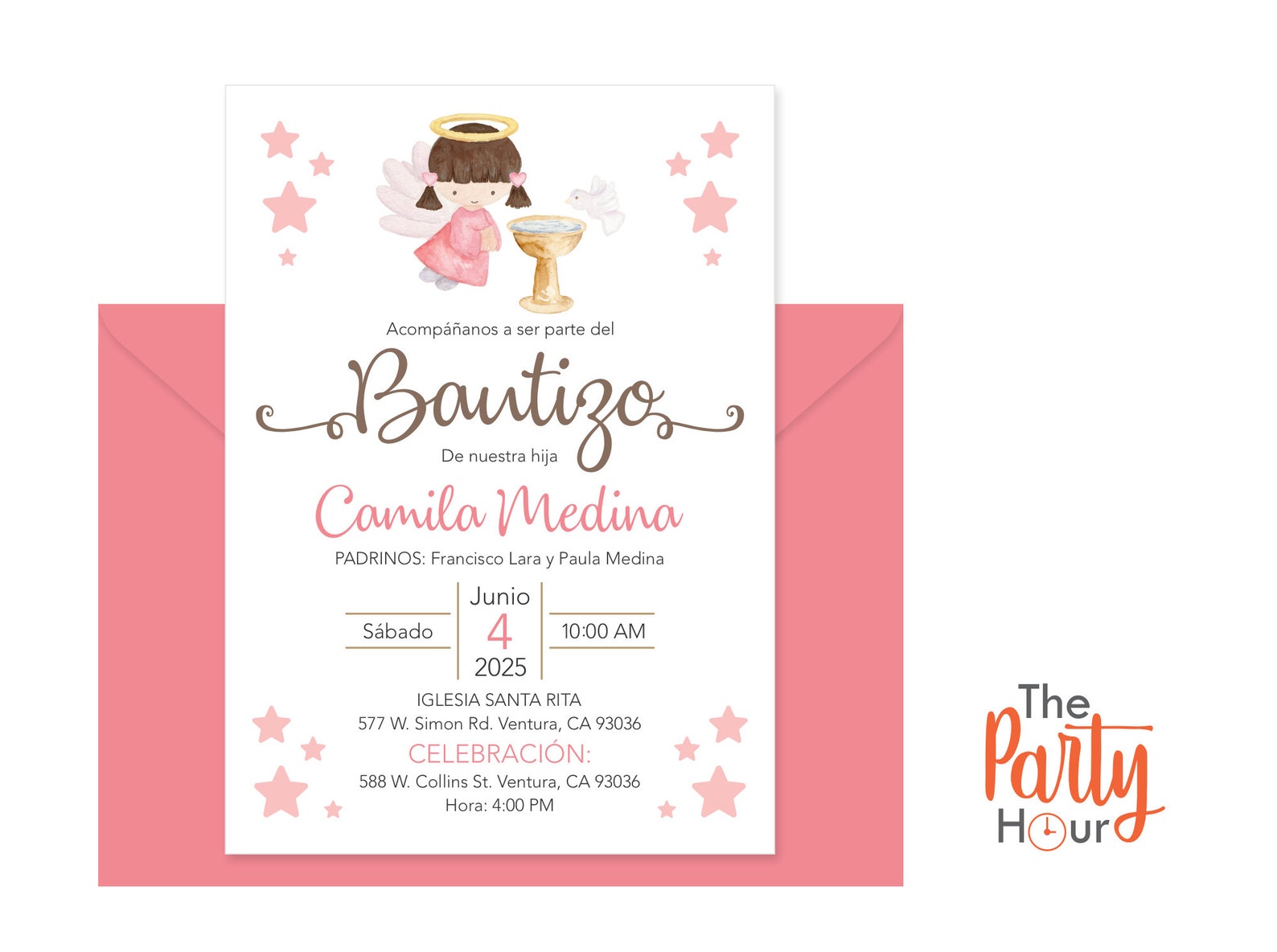 Baptism Invitation in Spanish Printable Girl Invitacion - Etsy