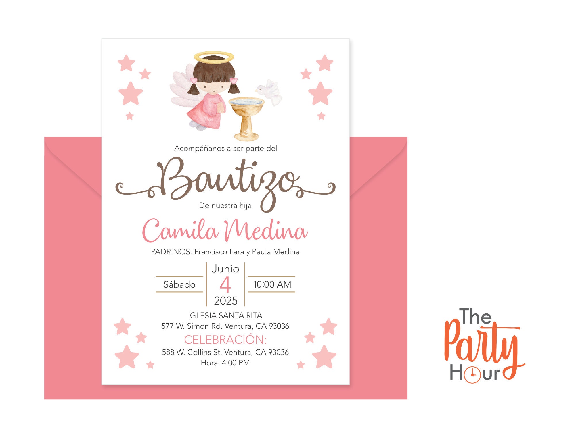 Baptism Invitation in Spanish Printable Girl Invitacion Etsy