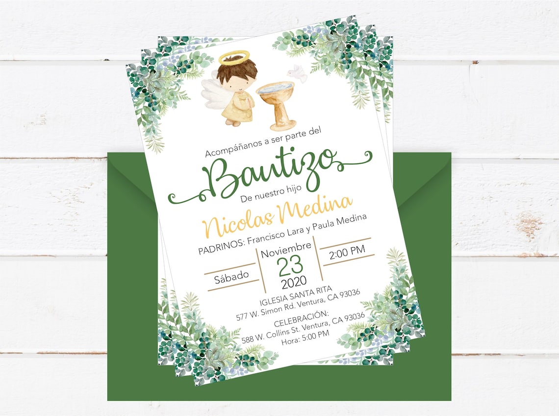 Baptism Invitation in Spanish Printable Girls and Boys Etsy