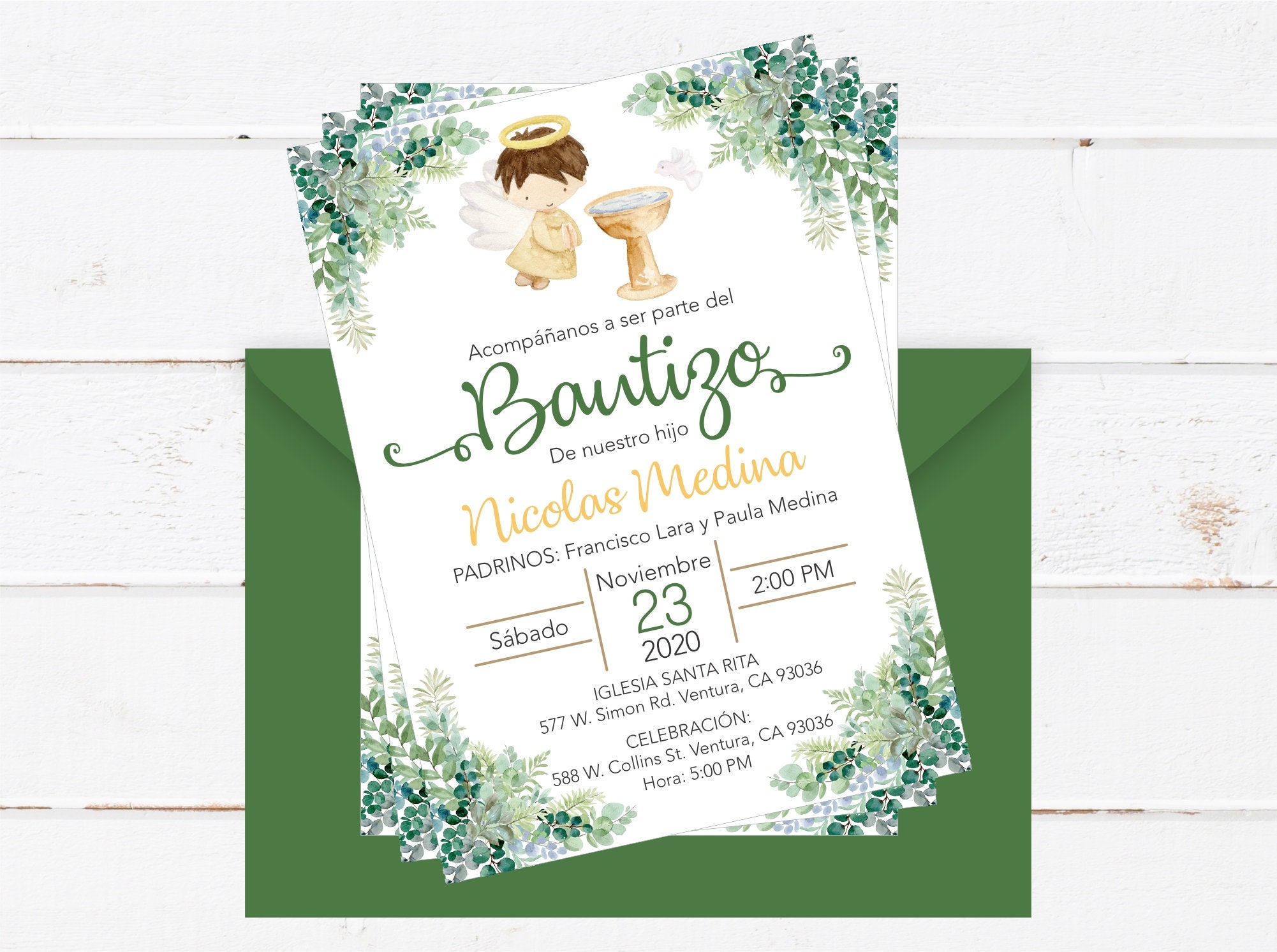 Baptism Invitation in Spanish Printable Girls and Boys Etsy