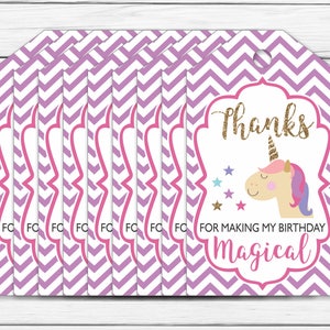 Unicorn Thank You Tags Printable Chevron Printable Unicorn Thank You ...