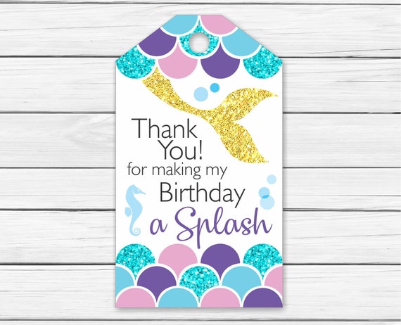 Printable Template Party Favor Free Printable Mermaid Thank You Tags