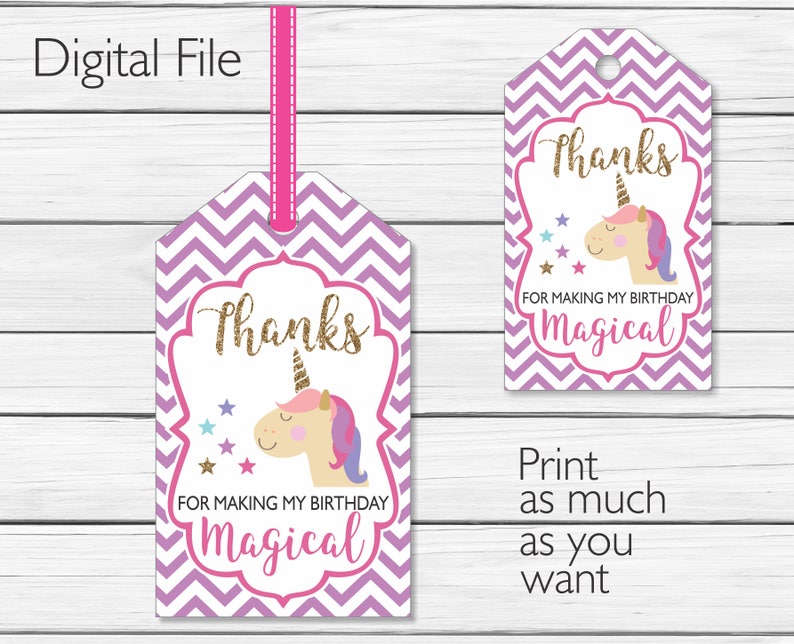 unicorn thank you tags printable chevron printable unicorn