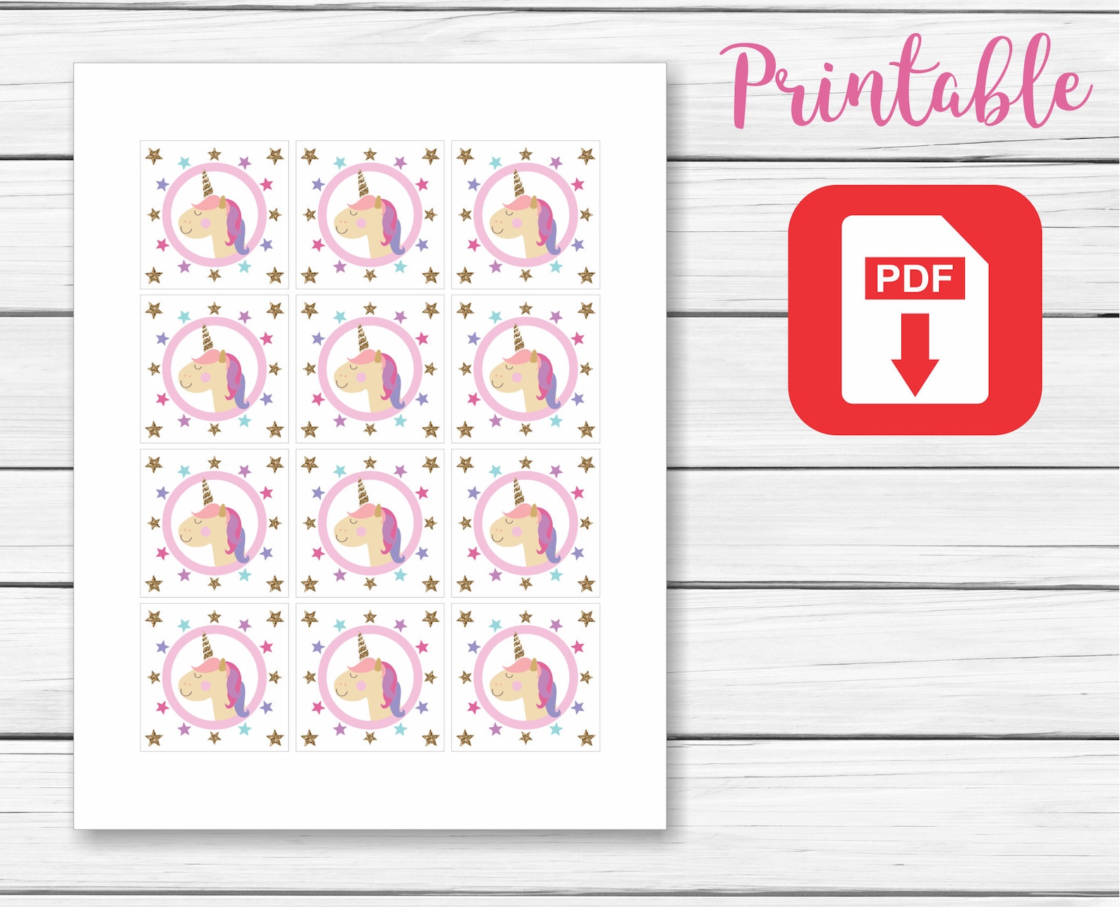 Unicorn Cupcake Toppers Printable Unicorn Cupcake Toppers | Etsy