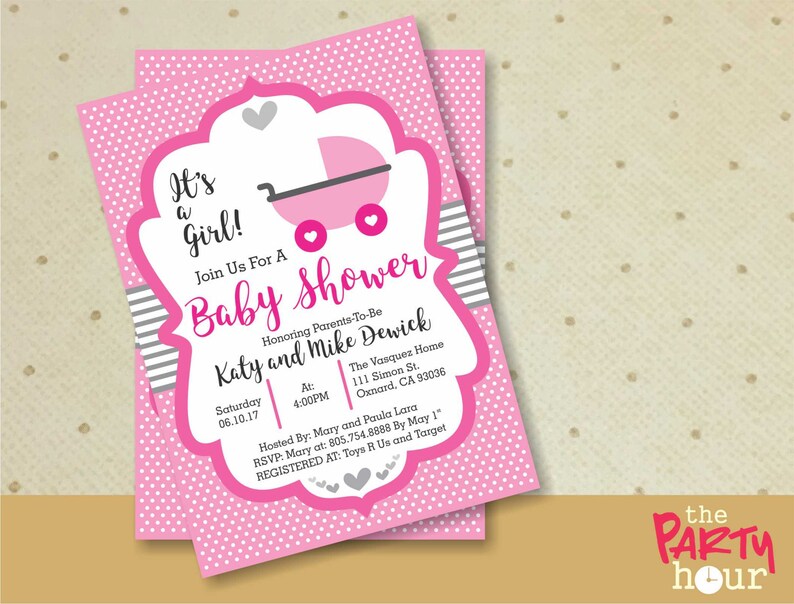 Personalized Baby Shower Invitation Girl It S A Girl Etsy